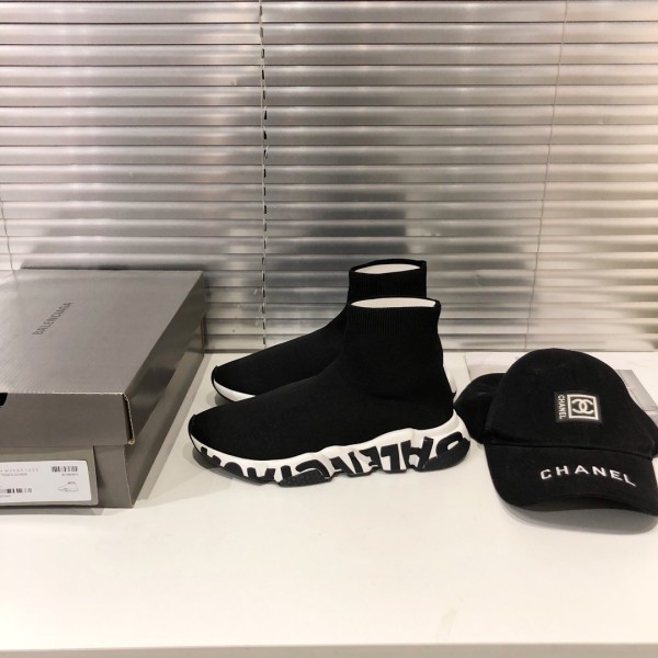 Balenciaga Speed Graffiti Trainers Black White