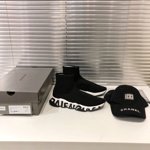 Balenciaga Speed Graffiti Trainers Black White