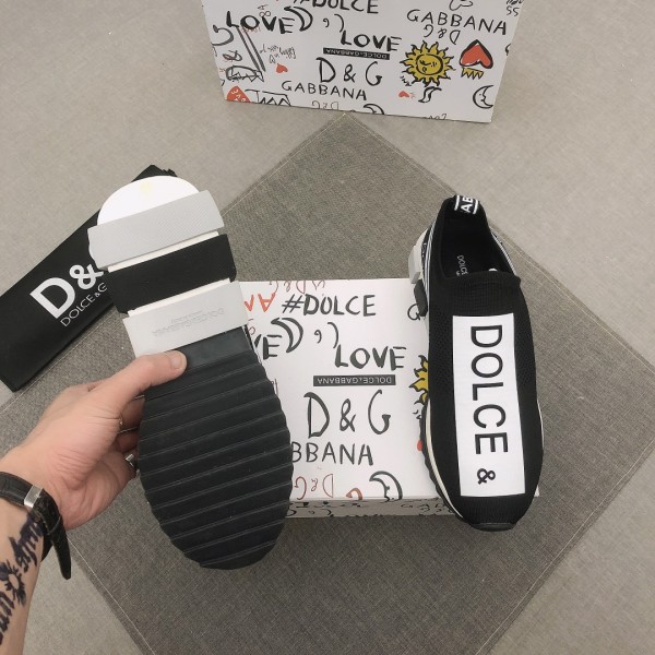 Dolce & Gabbana Sorrento Logo Slip On Black White