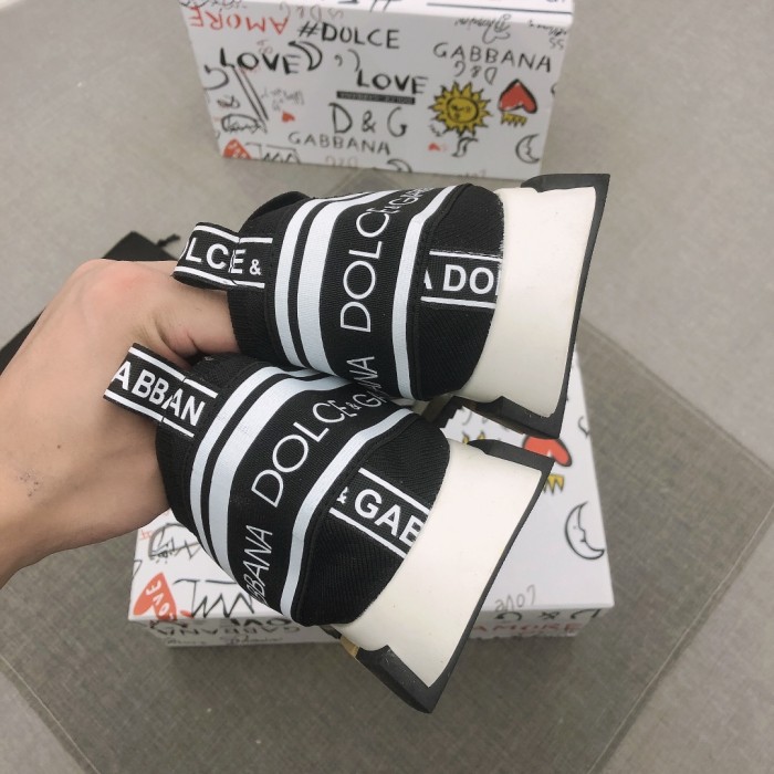 Dolce & Gabbana Sorrento Logo Slip On Black Grey White