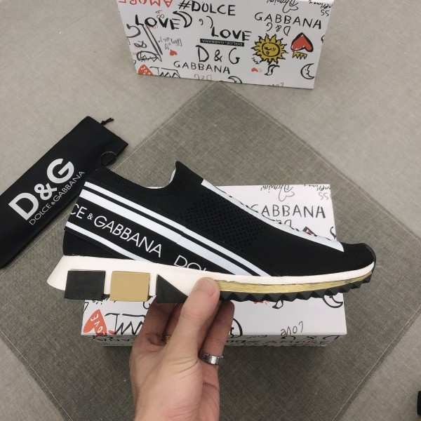 Dolce & Gabbana Sorrento Logo Slip On Black Grey White