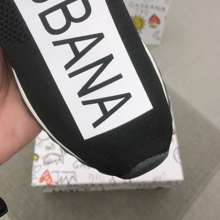 Dolce & Gabbana Sorrento Logo Slip On Black White