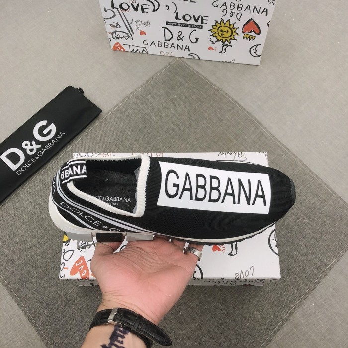 Dolce & Gabbana Sorrento Logo Slip On Black White