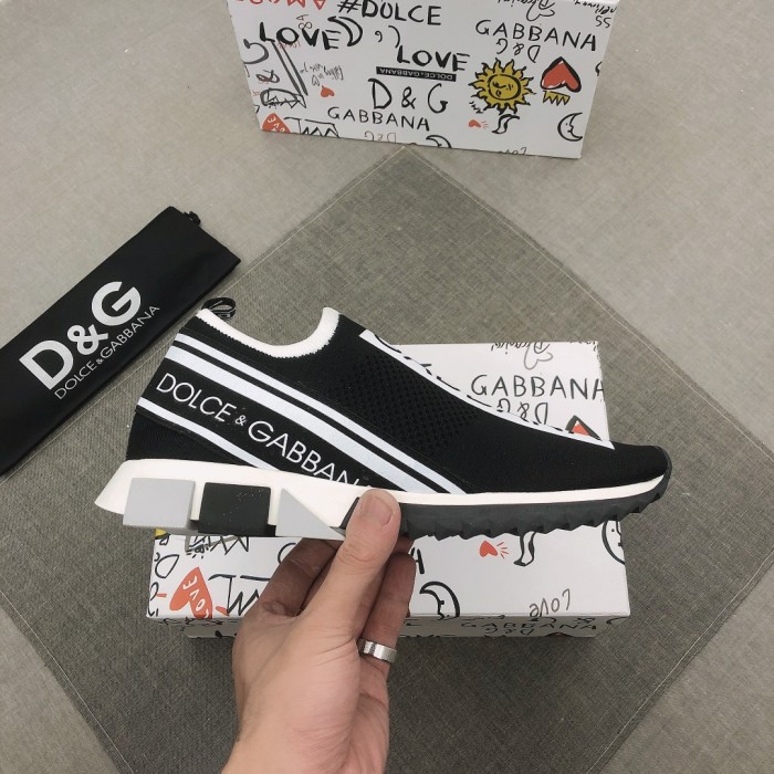 Dolce & Gabbana Sorrento Logo Slip On Black White