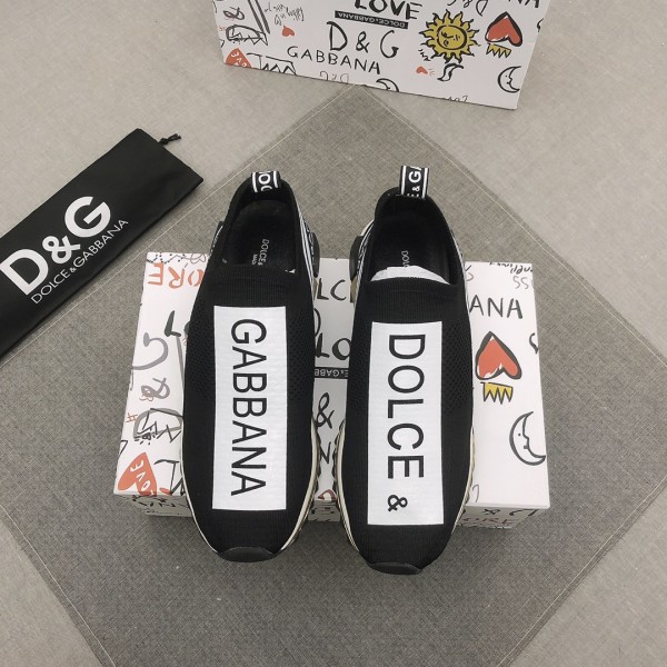 Dolce & Gabbana Sorrento Logo Slip On Black Grey White