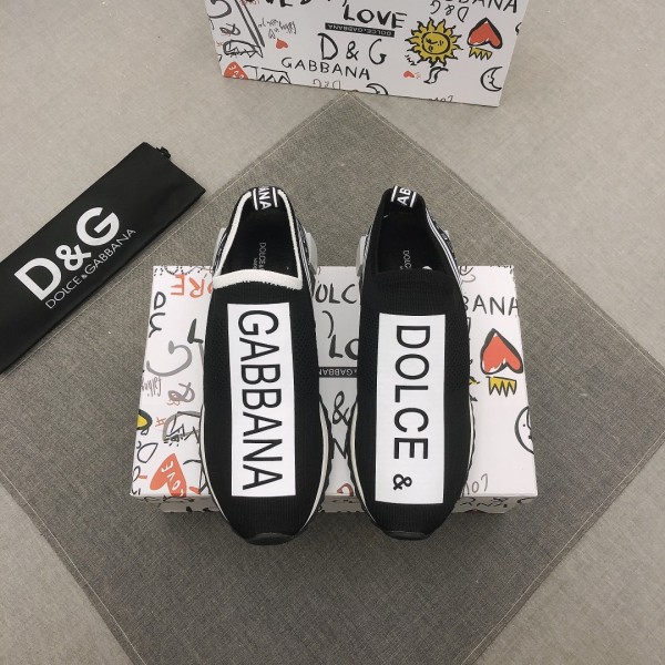 Dolce & Gabbana Sorrento Logo Slip On Black White