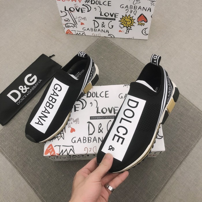 Dolce & Gabbana Sorrento Logo Slip On Black Grey White