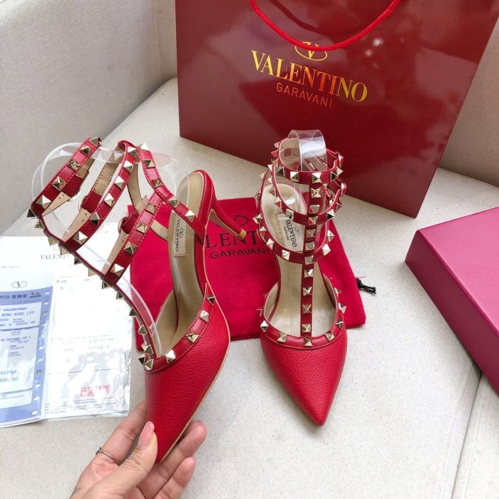 Valentino Rockstud Slim Heel Casual High Heels 11cm Women's Red