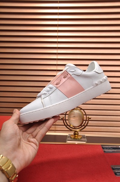 Valentino Open Low Top Stylish Skateboarding Shoes Women's White Pink