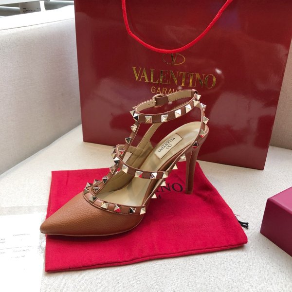 Valentino Slim Heel High Heels 10cm Women's Brown