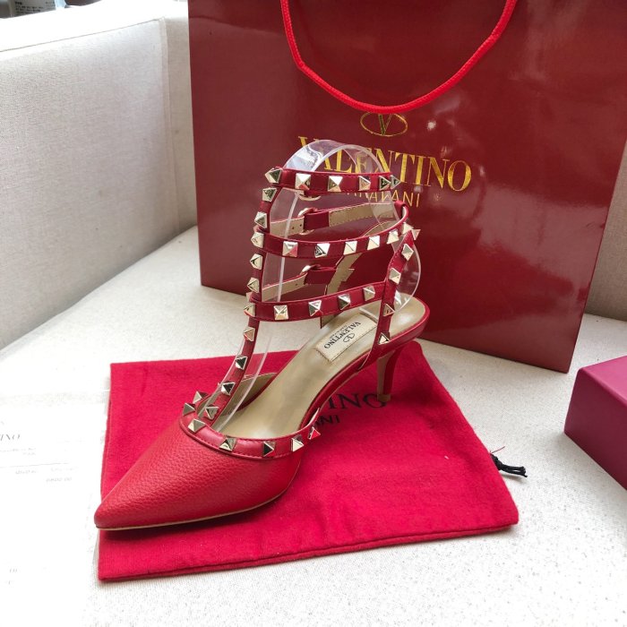 Valentino Rockstud Slim Heel Casual High Heels 11cm Women's Red