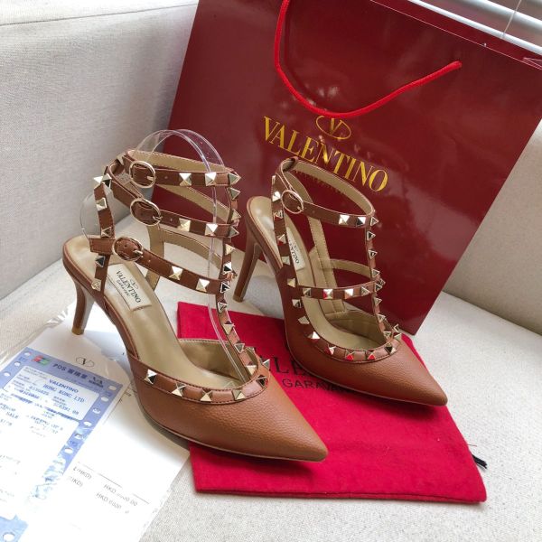 Valentino Slim Heel High Heels 10cm Women's Brown