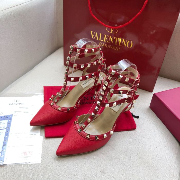 Valentino Rockstud Slim Heel Casual High Heels 11cm Women's Red