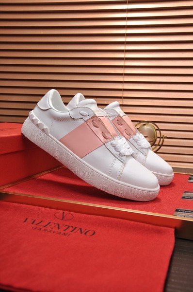 Valentino Open Low Top Stylish Skateboarding Shoes Women's White Pink