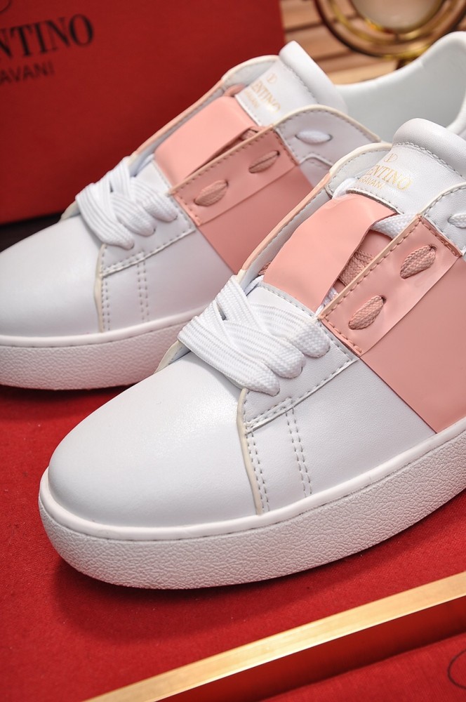 Valentino Open Low Top Stylish Skateboarding Shoes Women's White Pink