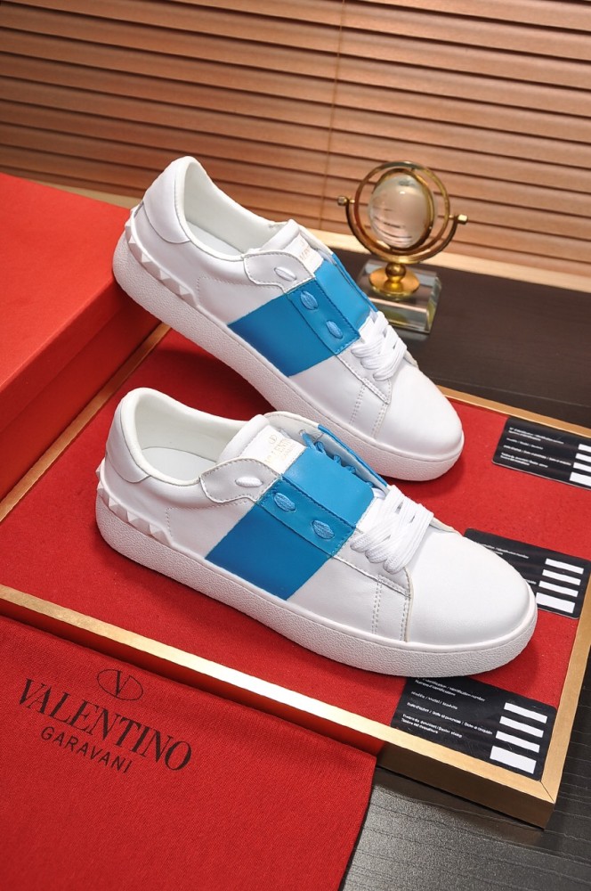 Valentino Open Low Top Stylish Skateboarding Shoes Men's White Blue