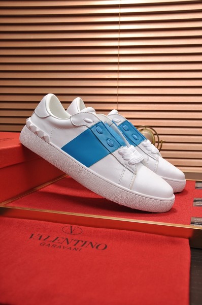 Valentino Open Low Top Stylish Skateboarding Shoes Men's White Blue