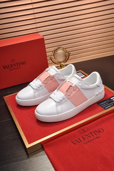 Valentino Open Low Top Stylish Skateboarding Shoes Women's White Pink