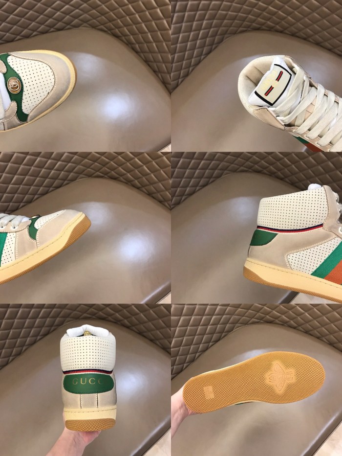 GUCCI Screener High top Skateboard Shoes White Green