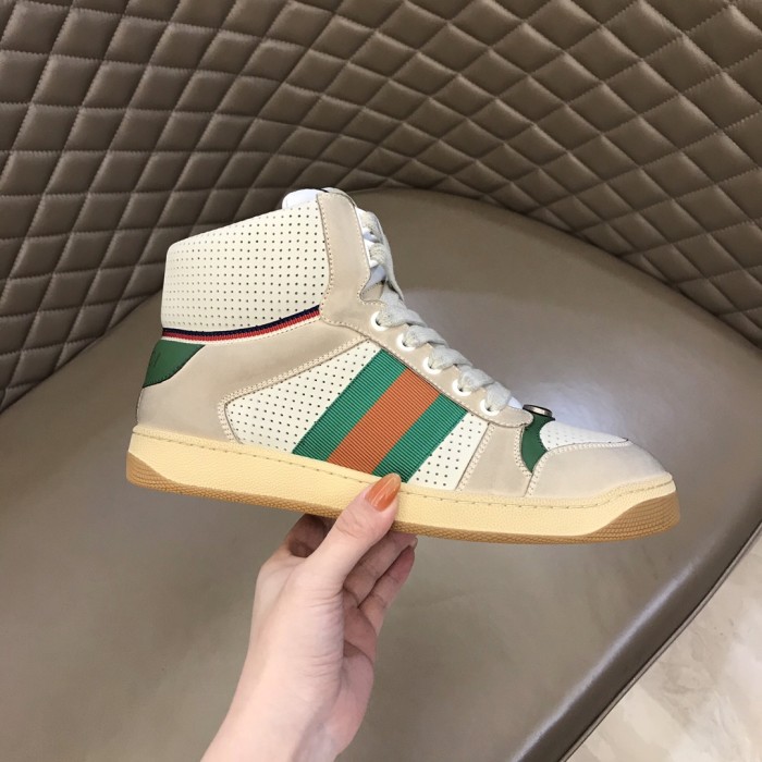 GUCCI Screener High top Skateboard Shoes White Green