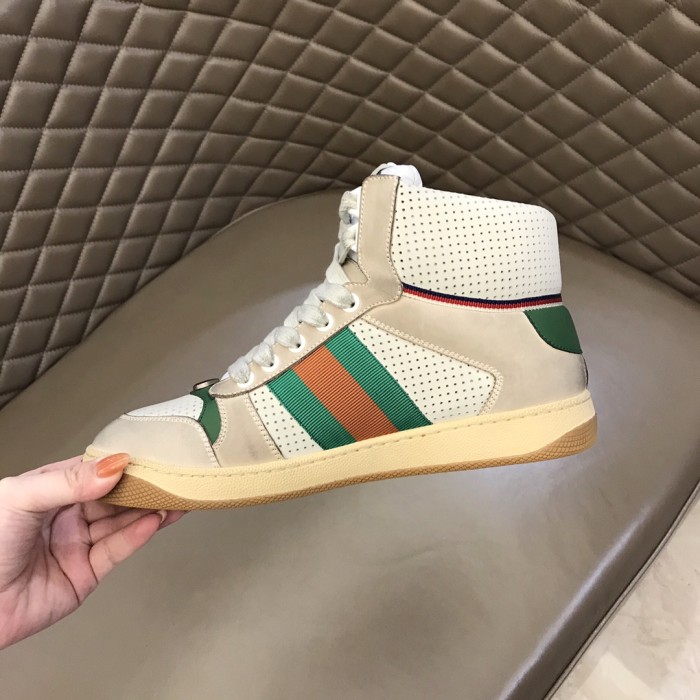 GUCCI Screener High top Skateboard Shoes White Green