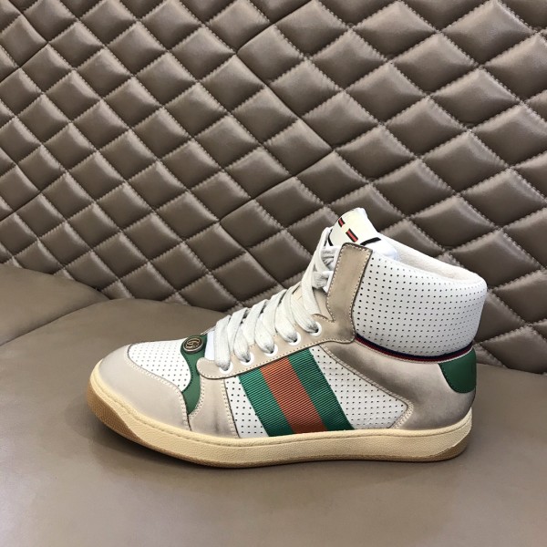 GUCCI Screener High top Skateboard Shoes White Green