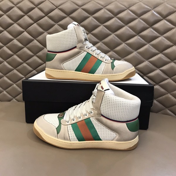 GUCCI Screener High top Skateboard Shoes White Green