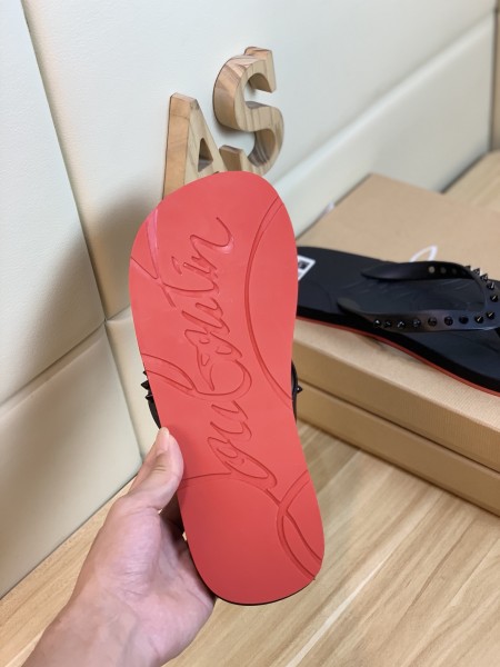 Christian Louboutin Loubi Flip Slide Black Black