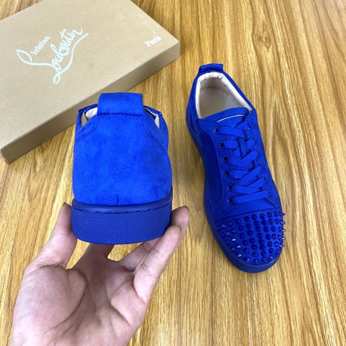 Christian Louboutin CL Low Top Stylish Skateboarding Shoes Blue