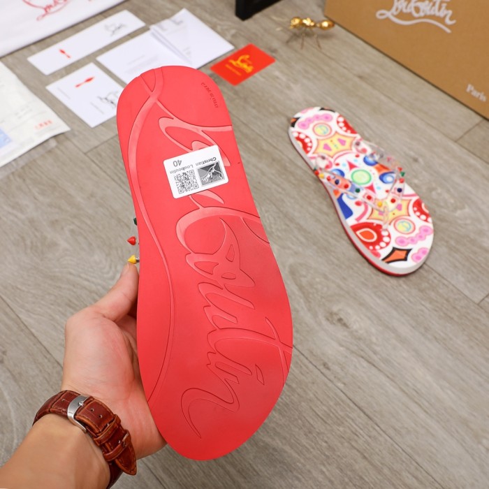 Christian Louboutin CL Rubber Sole Flip Flops Multicolor