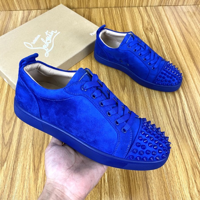 Christian Louboutin CL Low Top Stylish Skateboarding Shoes Blue