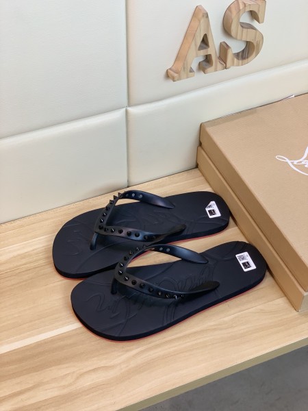 Christian Louboutin Loubi Flip Slide Black Black