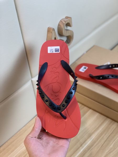 Christian Louboutin CL LUBOTING Odor Resistant Flip Flops Black Red