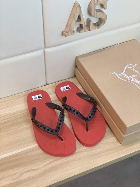 Christian Louboutin CL LUBOTING Odor Resistant Flip Flops Black Red