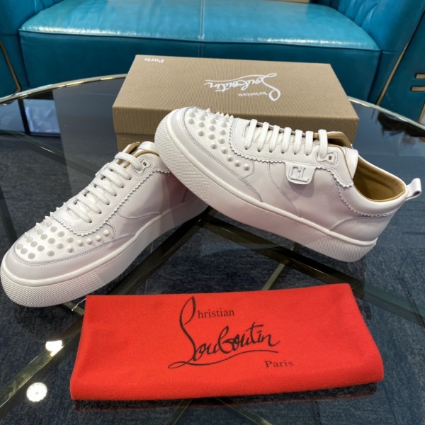 Christian Louboutin Happyrui Spikes Flat 'White'
