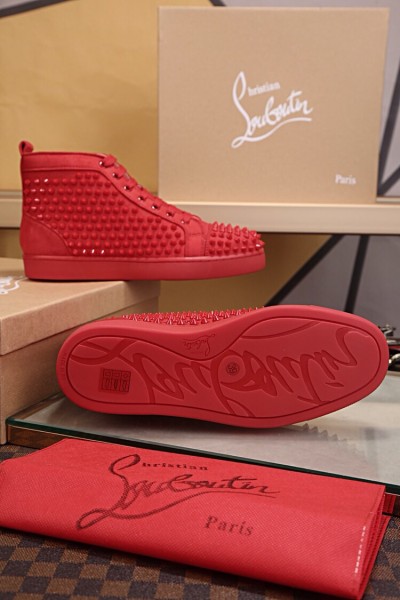 Christian Louboutin CL Louboutin Louis Orlato Flat High Top Stylish Skateboarding Shoes Red