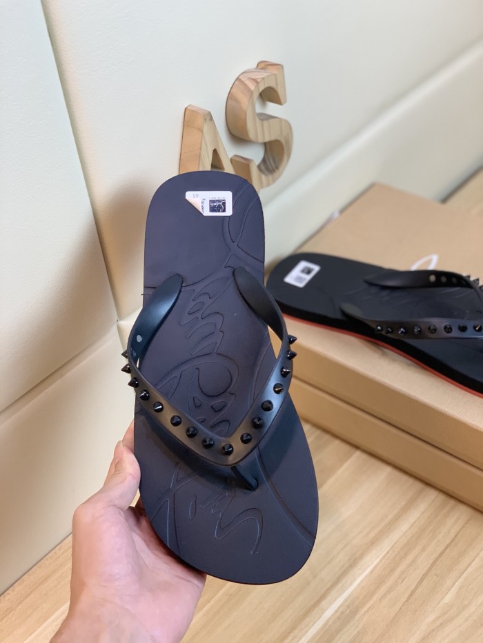 Christian Louboutin Loubi Flip Slide Black Black