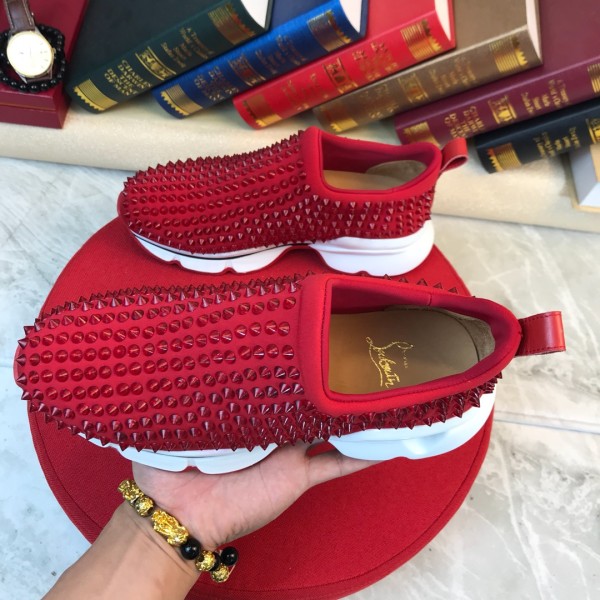 Christian Louboutin CL Low Top Chunky Sneakers Red White