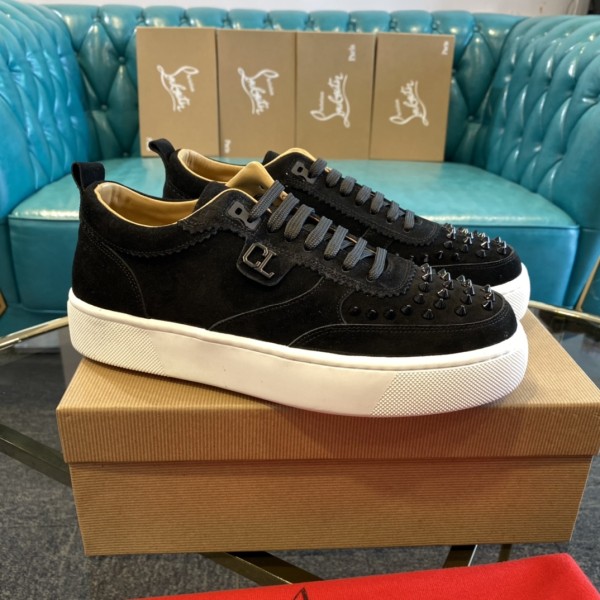 Christian Louboutin Studded Toe Low-top Suede Trainers
