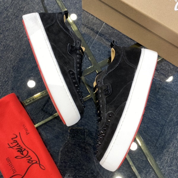 Christian Louboutin Studded Toe Low-top Suede Trainers