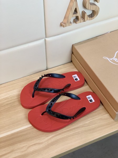 Christian Louboutin CL LUBOTING Odor Resistant Flip Flops Black Red