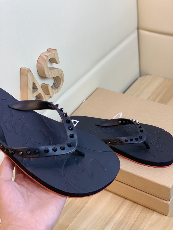 Christian Louboutin Loubi Flip Slide Black Black