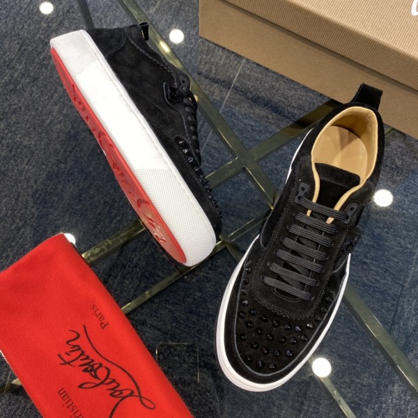 Christian Louboutin Studded Toe Low-top Suede Trainers