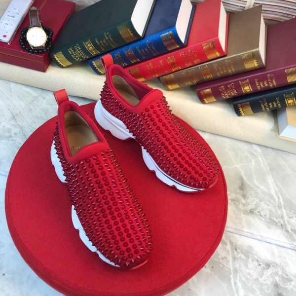 Christian Louboutin CL Low Top Chunky Sneakers Red White