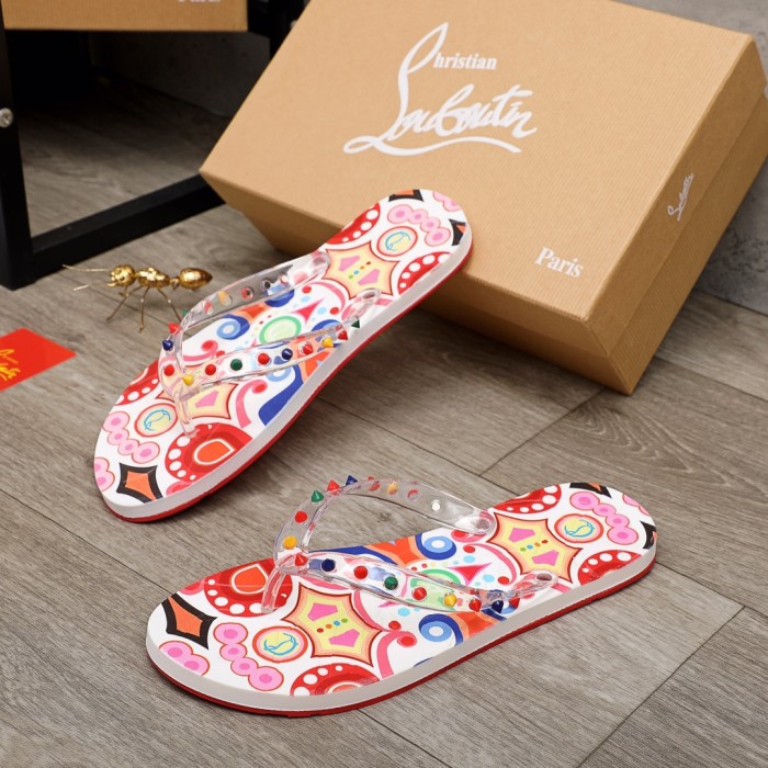 Christian Louboutin CL Rubber Sole Flip Flops Multicolor
