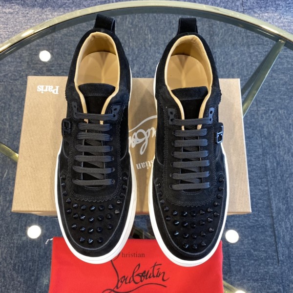 Christian Louboutin Studded Toe Low-top Suede Trainers