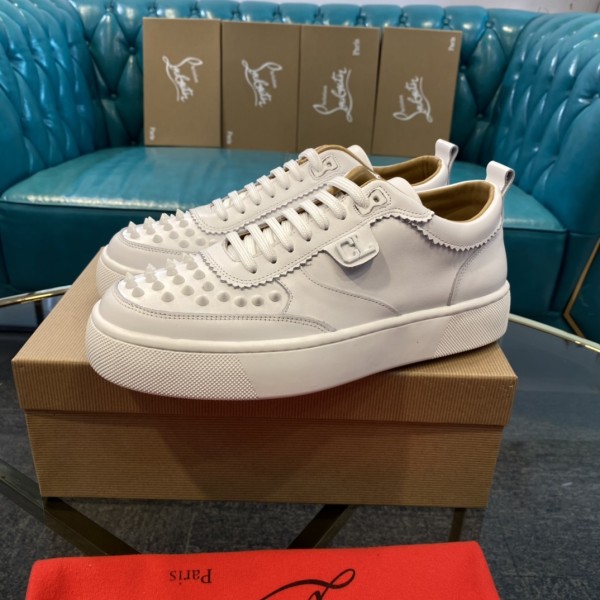 Christian Louboutin Happyrui Spikes Flat 'White'