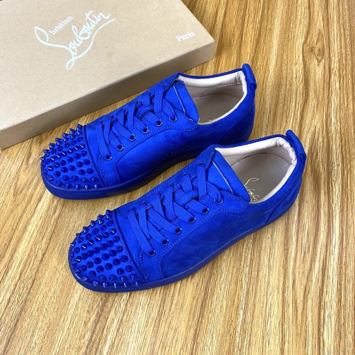 Christian Louboutin CL Low Top Stylish Skateboarding Shoes Blue