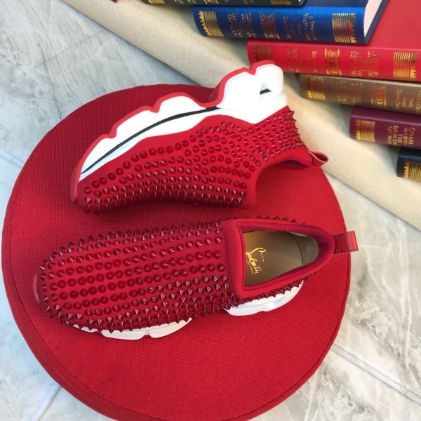 Christian Louboutin CL Low Top Chunky Sneakers Red White