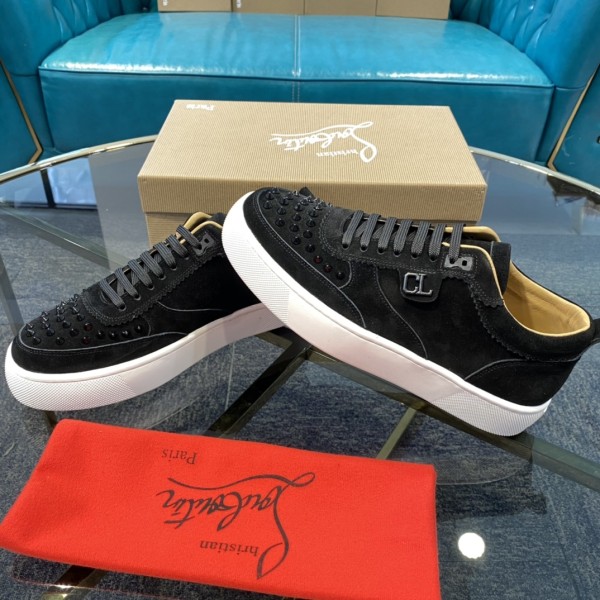 Christian Louboutin Studded Toe Low-top Suede Trainers